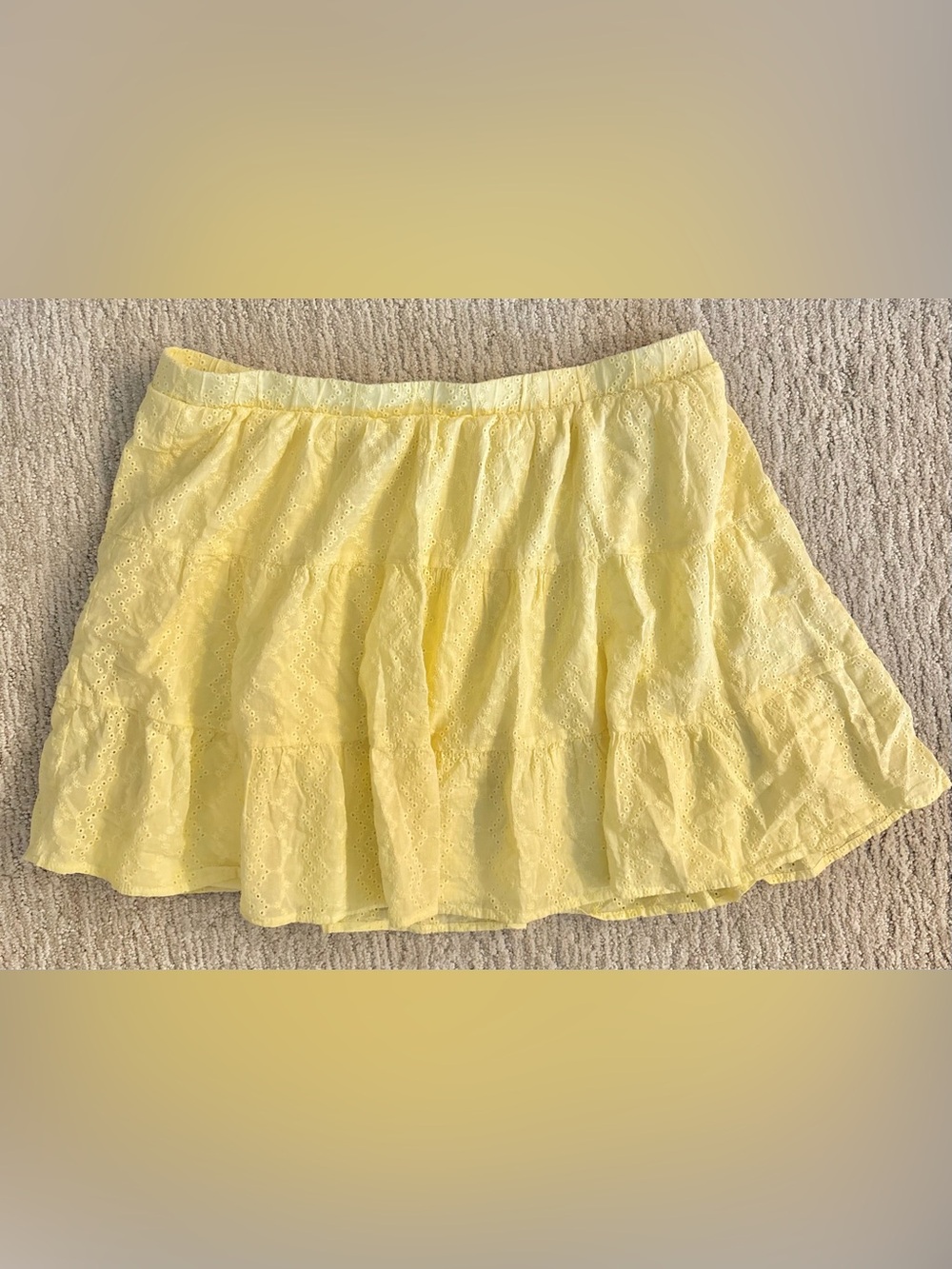Yellow Eyelet Mini Skirt